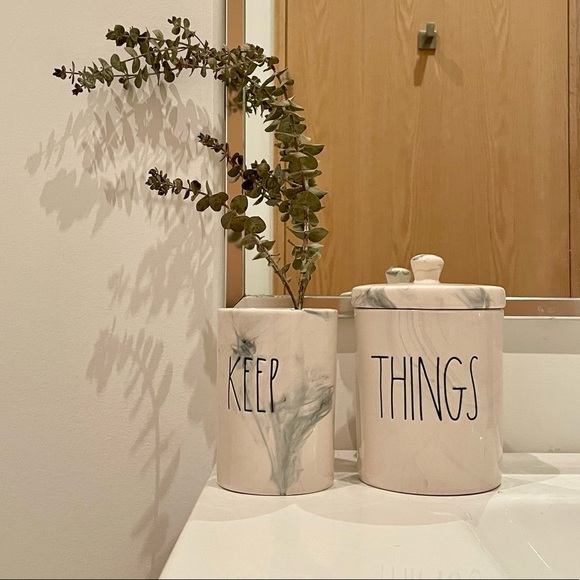 NEW RAE DUNN MARBLE BATHROOM SET KEEP THINGS - Picture 1 of 9